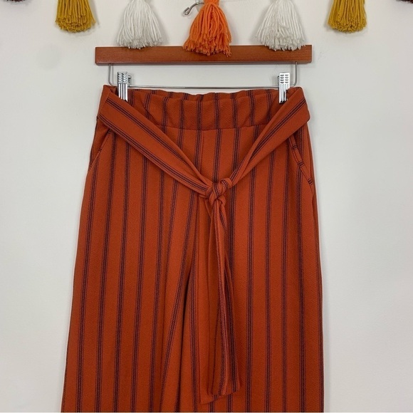 Altar’d State Wide Leg Pants High Waist Burnt Orange Black Stripe Size Small - Picture 3 of 10